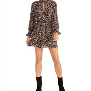 RACHEL ROY Black Ruffled Floral Dress